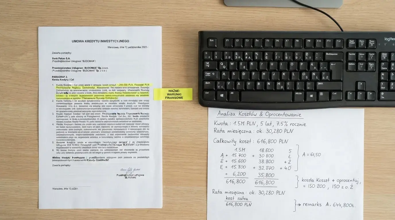 Wydruk ustawy o grach hazardowych z zaznaczonym artykułem obok klawiatury i kalkulatora